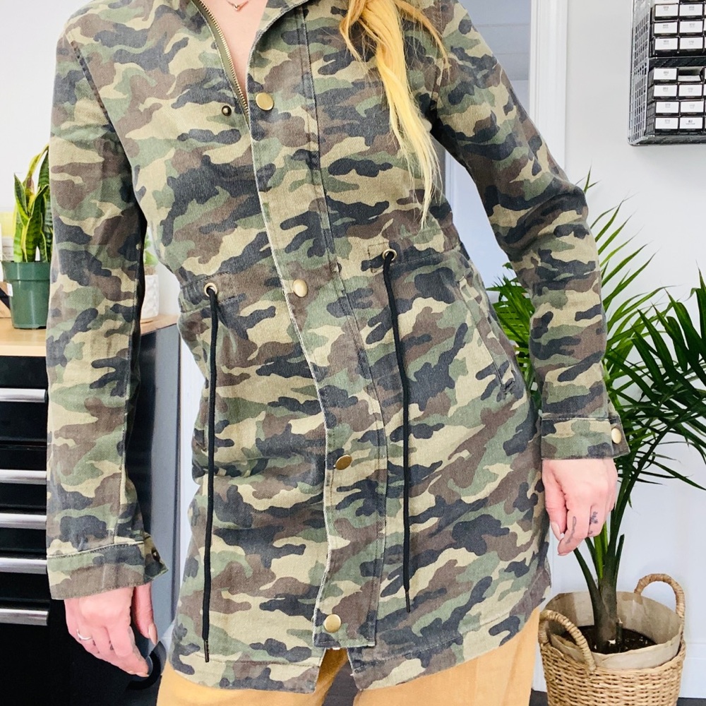 Long army print Jean jacket